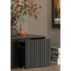 WOOOD New Gravure Kistbank - Grenen - Zwart - 40x88x50