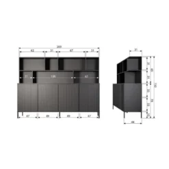 WOOOD New Gravure Wandkast - Grenen - Dust - 150x200x44