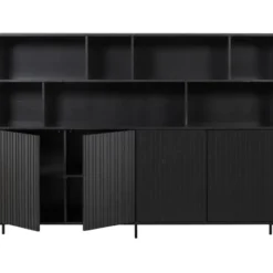 WOOOD New Gravure Wandkast - Grenen - Zwart - 150x200x44