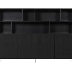 WOOOD New Gravure Wandkast - Grenen - Zwart - 150x200x44