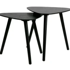 WOOOD Nila Bijzettafels - Hout - Zwart - Set van 2