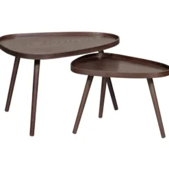 WOOOD Nissa Bijzettafels - Walnoot - Set van 2 - 39x71x52