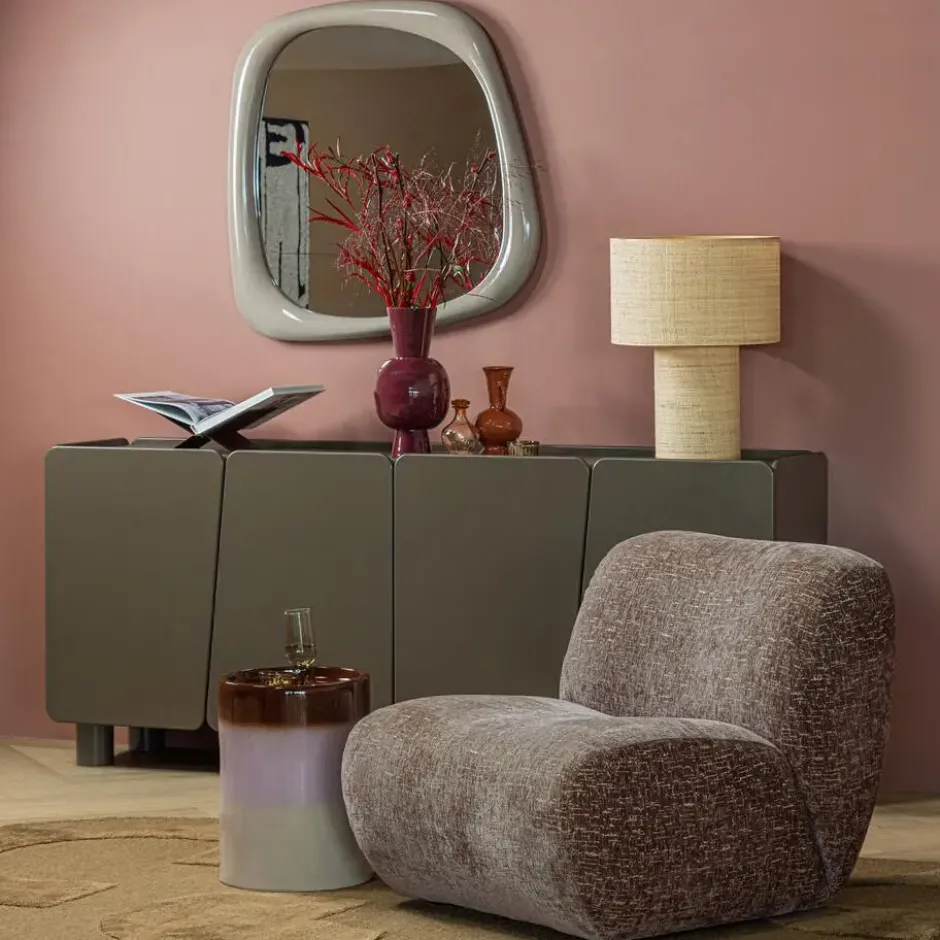 WOOOD Ollo Bijzettafel Ø 35 CM - Keramiek - Roze/Bruin - 44x35x35