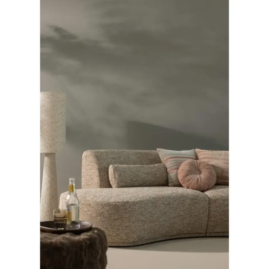 WOOOD Olven Poef Laag - Fluffy Stof - Bruin - 36x60x60