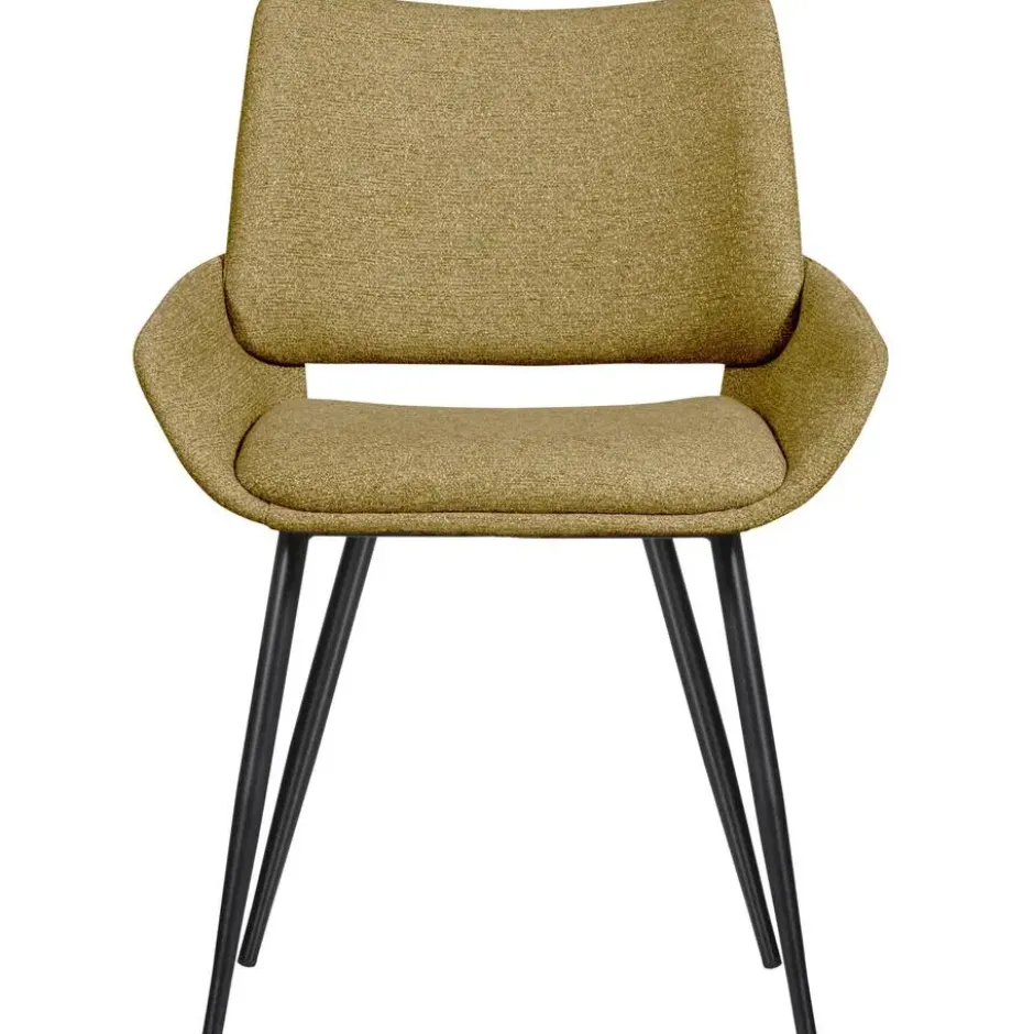 WOOOD Parade Eetkamerstoelen - Melange Stof - Mosterd - Set van 2