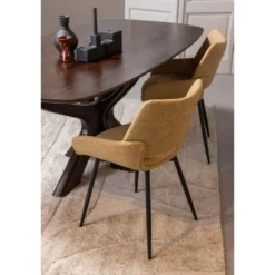 WOOOD Parade Eetkamerstoelen - Melange Stof - Mosterd - Set van 2