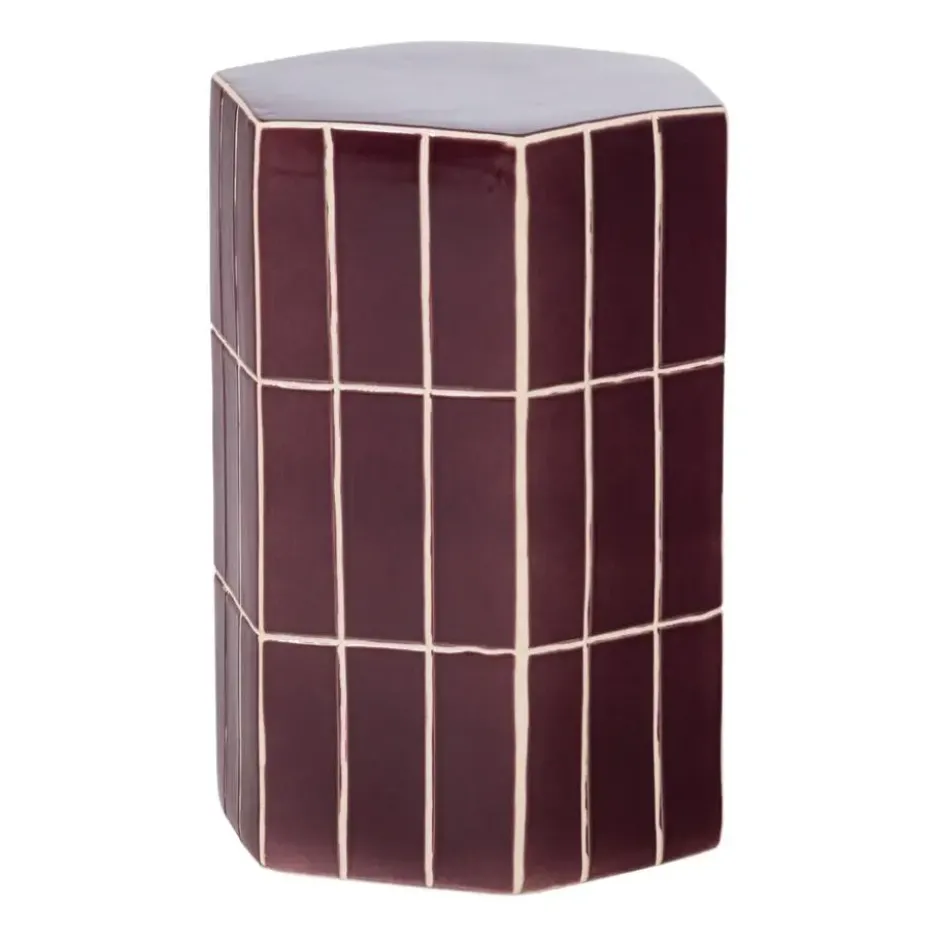 WOOOD Plu Decoratieve Bijzettafel - Keramiek - Paars - 42x30x26