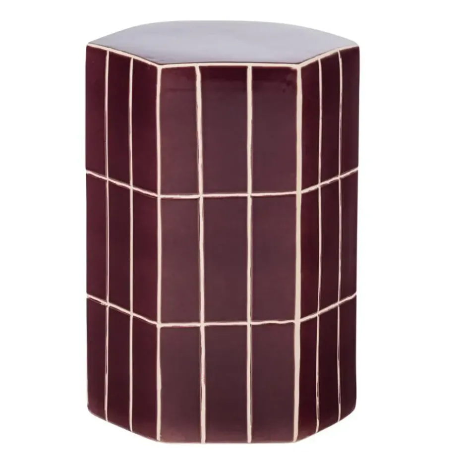 WOOOD Plu Decoratieve Bijzettafel - Keramiek - Paars - 42x30x26
