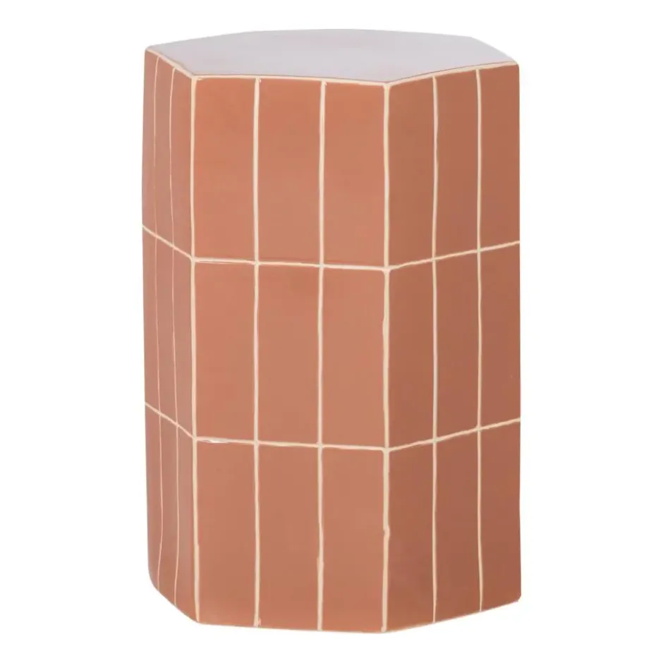 WOOOD Plu Decoratieve Bijzettafel - Keramiek - Oudroze - 54x38x32