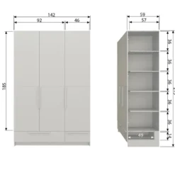 WOOOD Pure 3-deurs Hang/Legkast Splitdeur - Grenen - Dust - 215x142x60
