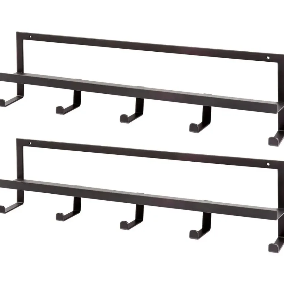WOOOD Quinn Kapstok 5 Haken - Metaal - Zwart - Set van 2