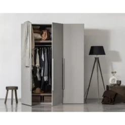 WOOOD Rens Kledingkast 3-Deurs - Noten/Grijs - 210x165x58