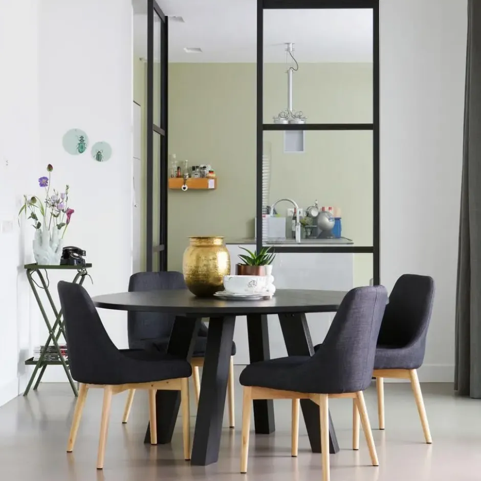 WOOOD Rhonda Eetkamertafel XL - Eiken - Blacknight - Ø150 cm
