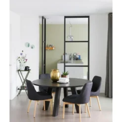 WOOOD Rhonda Eetkamertafel XL - Eiken - Blacknight - Ø150 cm
