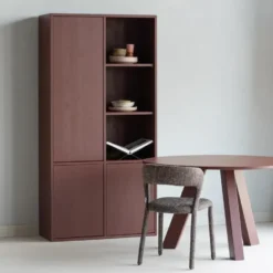 WOOOD Rhonda Eettafel Ø120 CM - Eiken - Bordeauxrood - 75x129x129
