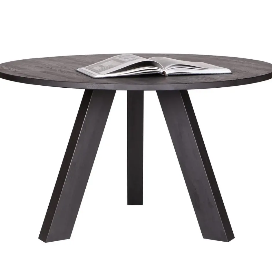 WOOOD Rhonda Eettafel - Eiken - Blacknight - Ø129 cm
