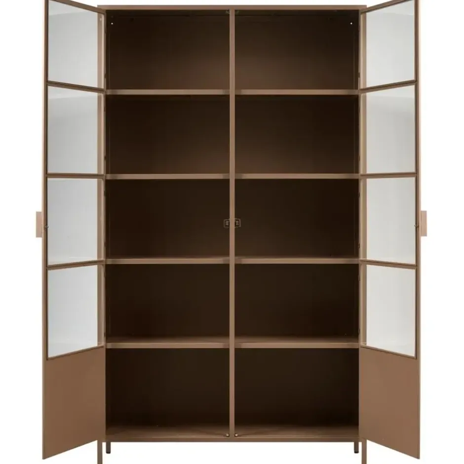 WOOOD Ronja Vitrinekast - Metaal - Military Brown - 189x110x43