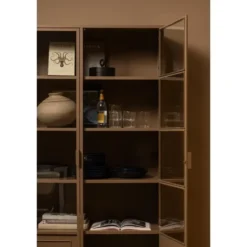 WOOOD Ronja Vitrinekast - Metaal - Military Brown - 189x110x43