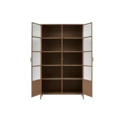 WOOOD Ronja Vitrinekast - Metaal - Military Brown - 189x110x43