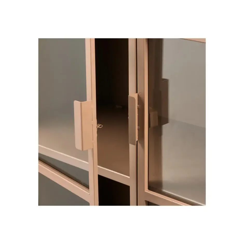 WOOOD Ronja Vitrinekast - Metaal - Military Brown - 189x110x43