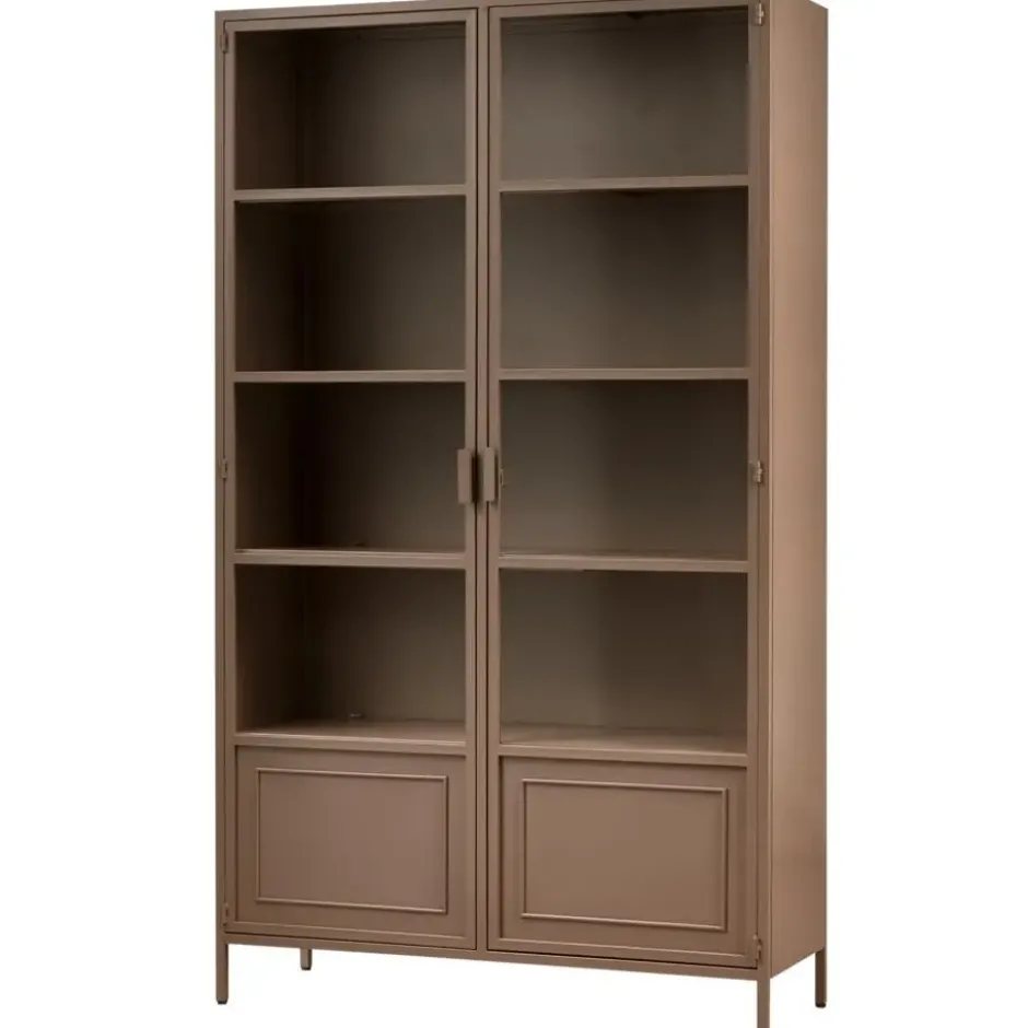 WOOOD Ronja Vitrinekast - Metaal - Military Brown - 189x110x43