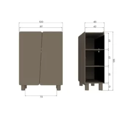 WOOOD Root Opbergkast 2-Deurs - Grenen - Truffel Bruin - 135x100x45