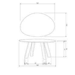 WOOOD Roundly Eetkamertafel - Mangohout - Walnoot - 76x160x110