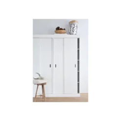 WOOOD Row Plankenkast Met Schuifdeuren - Grenen - Wit - 195x85x44