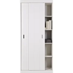 WOOOD Row Plankenkast Met Schuifdeuren - Grenen - Wit - 195x85x44