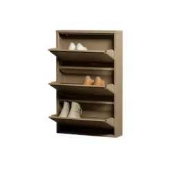 WOOOD Sabine 3-Vaks Schoenenkast - Metaal - Zand - 103x66x16