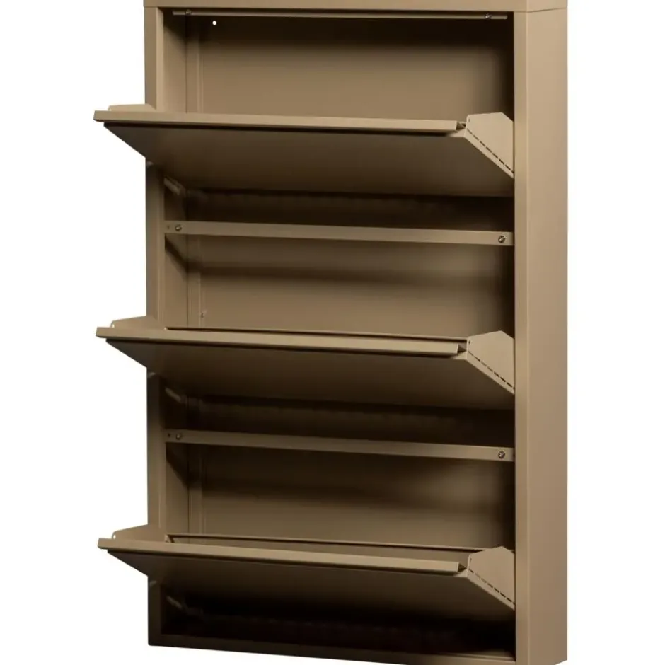 WOOOD Sabine 3-Vaks Schoenenkast - Metaal - Zand - 103x66x16