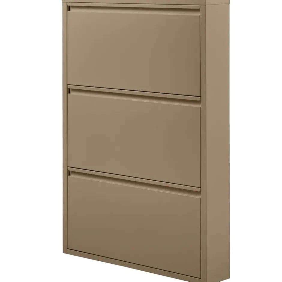 WOOOD Sabine 3-Vaks Schoenenkast - Metaal - Zand - 103x66x16