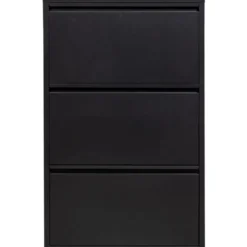 WOOOD Sabine 3-Vaks Schoenenkast - Metaal - Zwart - 103x66x16
