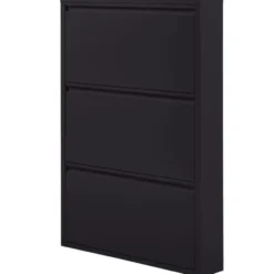 WOOOD Sabine 3-Vaks Schoenenkast - Metaal - Zwart - 103x66x16