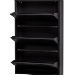 WOOOD Sabine 3-Vaks Schoenenkast - Metaal - Zwart - 103x66x16