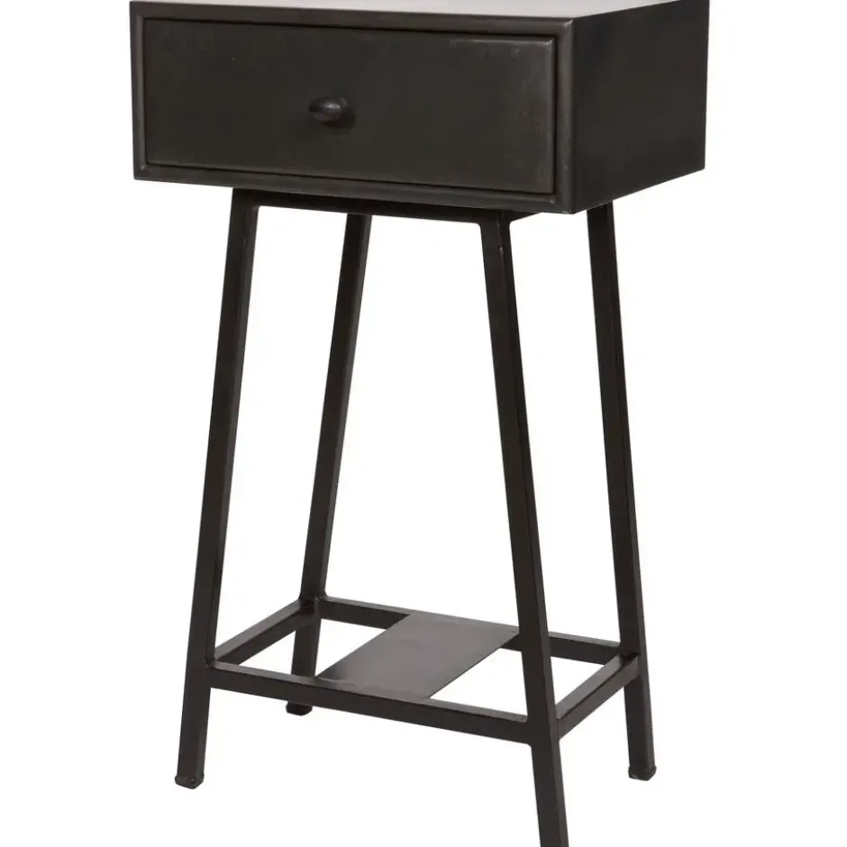WOOOD Skybox Sidetable - Hout/Metaal - Zwart - 70x45x30