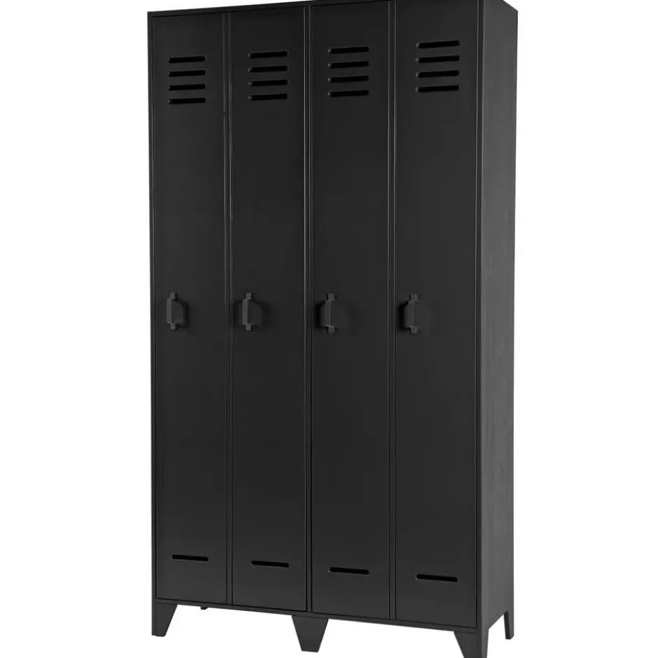WOOOD Stijn Kledingkast 2-Deurs - Grenen - Zwart - 103x187x40