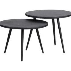 WOOOD Suze Bijzettafels - Hout/metaal - Zwart - Set van 2
