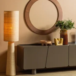 WOOOD Syro Vloerlamp Ø 30 CM - Raffia - Naturel - 130x30x30