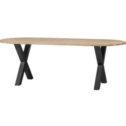 WOOOD Tablo Tafel Ovaal met Alkmaar Poot - Eiken/Metaal - 75x220x90