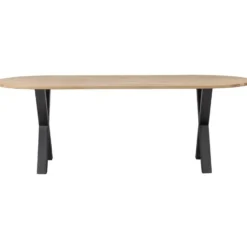 WOOOD Tablo Tafel Ovaal met Alkmaar Poot - Eiken/Metaal - 75x220x90