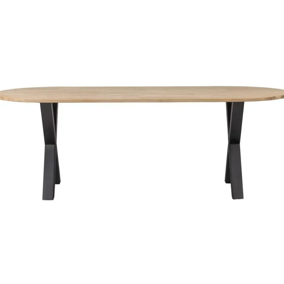 WOOOD Tablo Tafel Ovaal met Alkmaar Poot - Eiken/Metaal - 75x220x90
