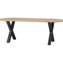 WOOOD Tablo Tafel Ovaal met Alkmaar Poot - Eiken/Metaal - 75x220x90