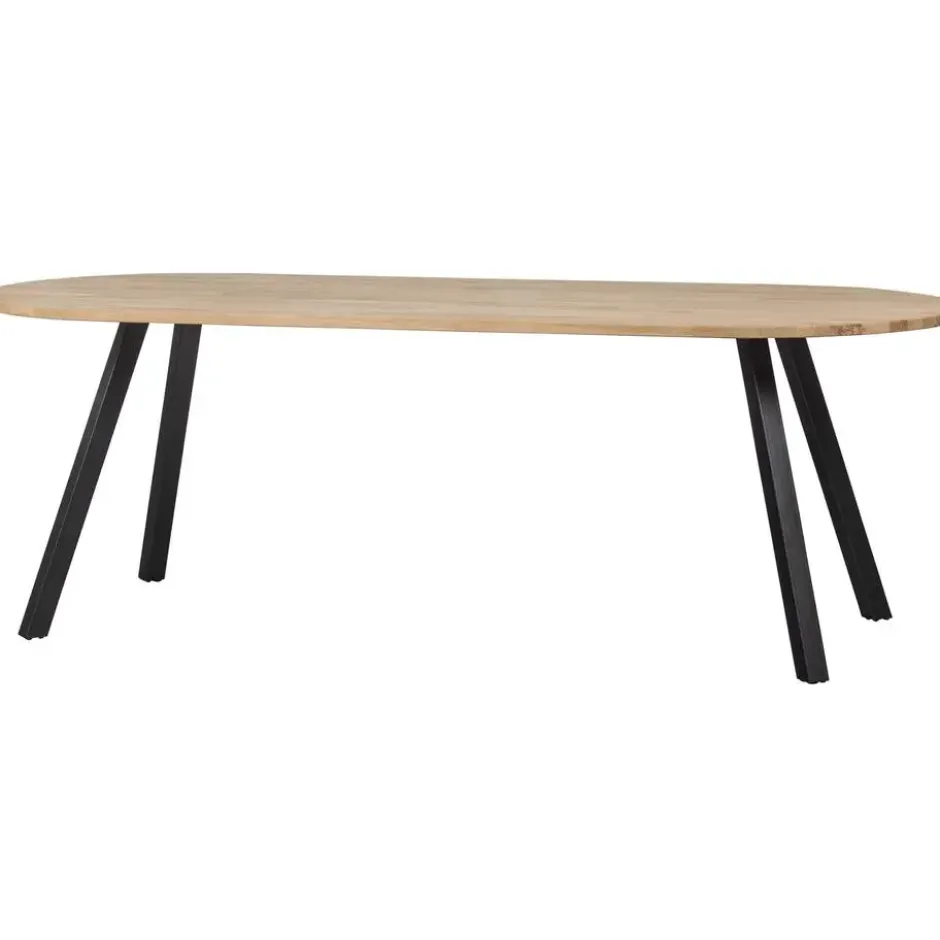 WOOOD Tablo Tafel Ovaal met 2-Standen Poot - Eiken/Metaal - 75x220x90