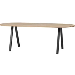 WOOOD Tablo Tafel Ovaal met 2-Standen Poot - Eiken/Metaal - 75x220x90