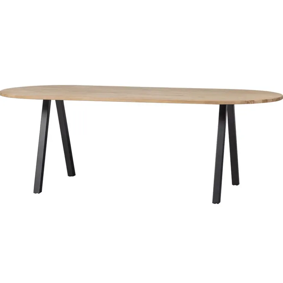 WOOOD Tablo Tafel Ovaal met 2-Standen Poot - Eiken/Metaal - 75x220x90