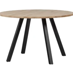 WOOOD Tablo Tafel Rond met 2-Standen Poot - Eiken/Metaal - 75x120x120