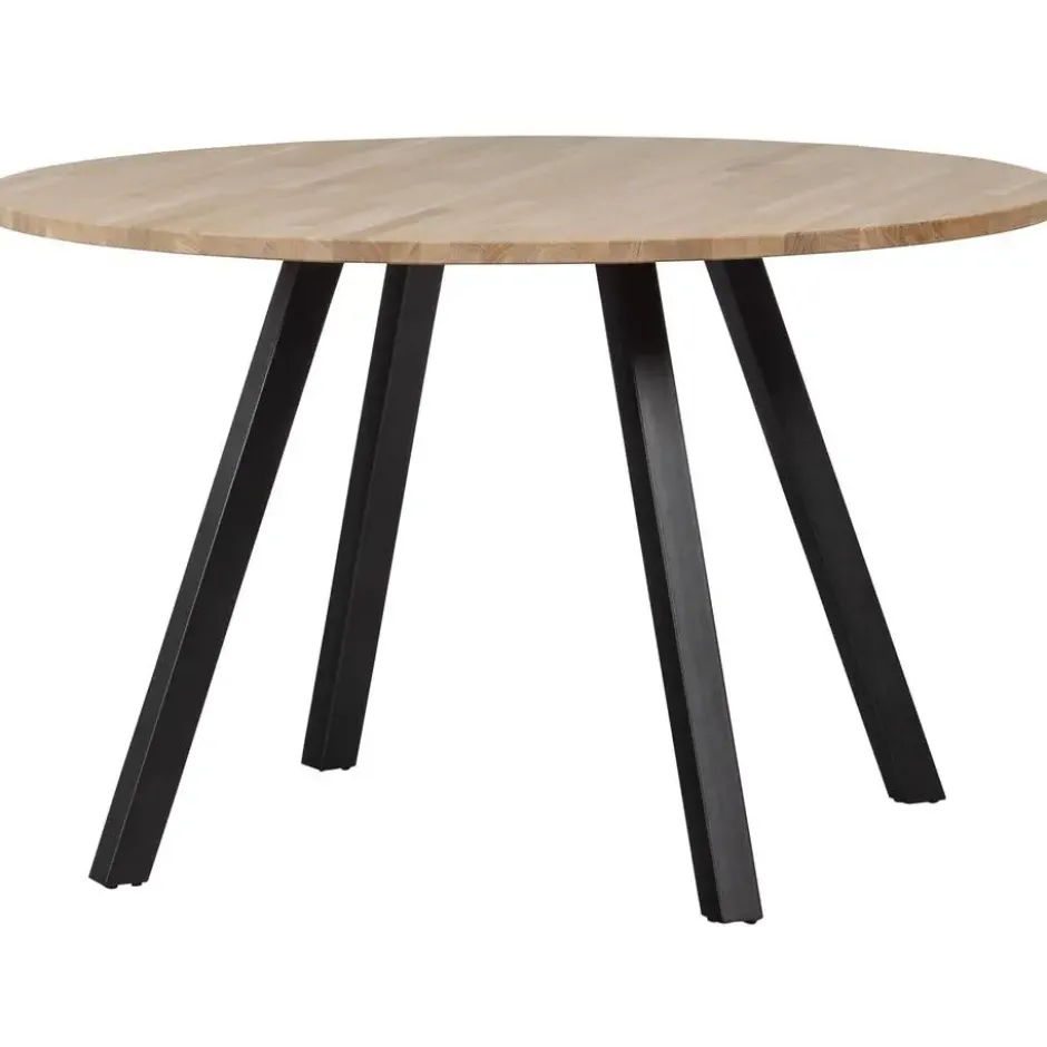 WOOOD Tablo Tafel Rond met 2-Standen Poot - Eiken/Metaal - 75x120x120