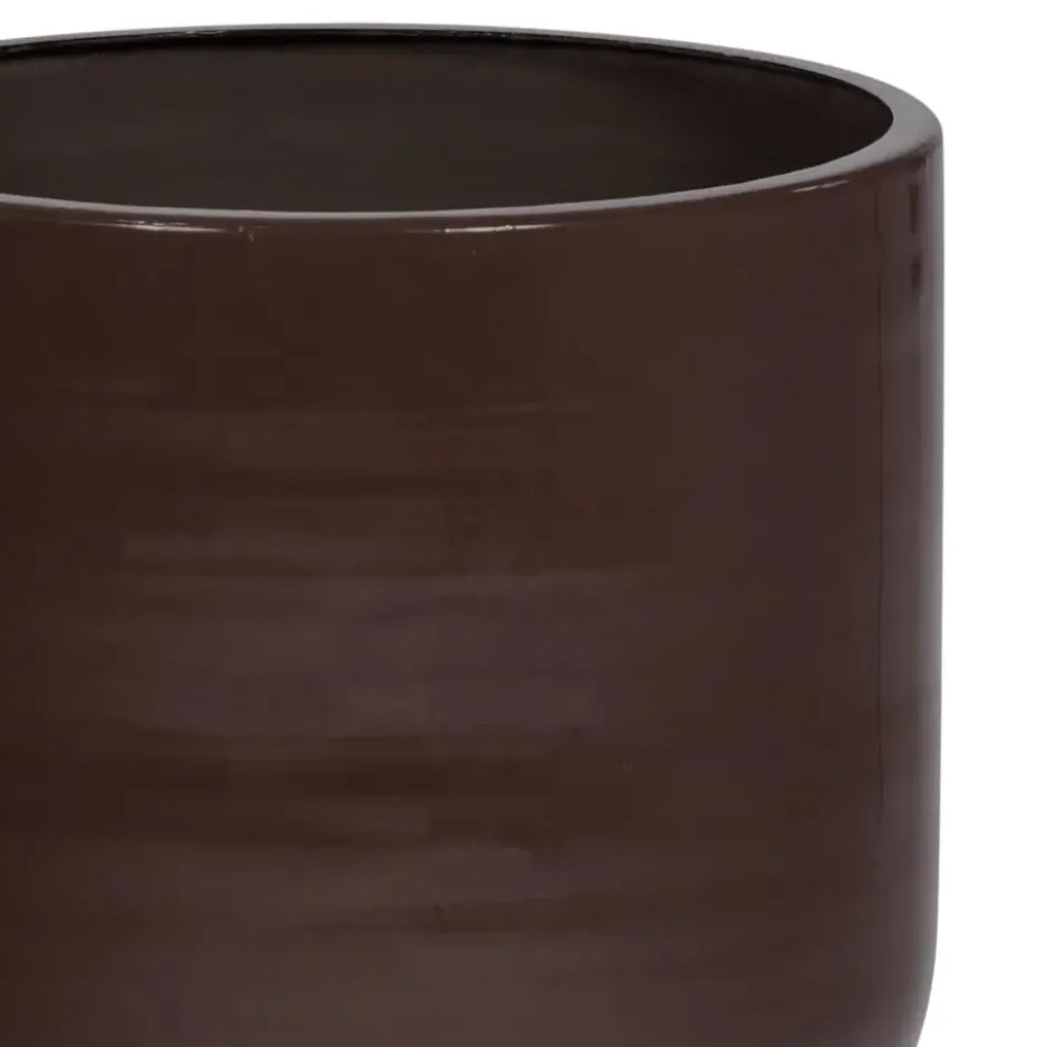 WOOOD Toval Pot Laag - Metaal - Hoogglans Paars/Bruin - 40x28x28