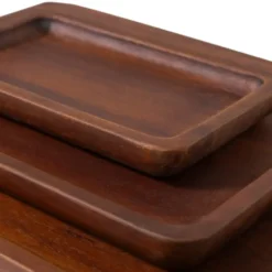 WOOOD Trayla Dienblad - Mangohout - Bruin - Set Van 3